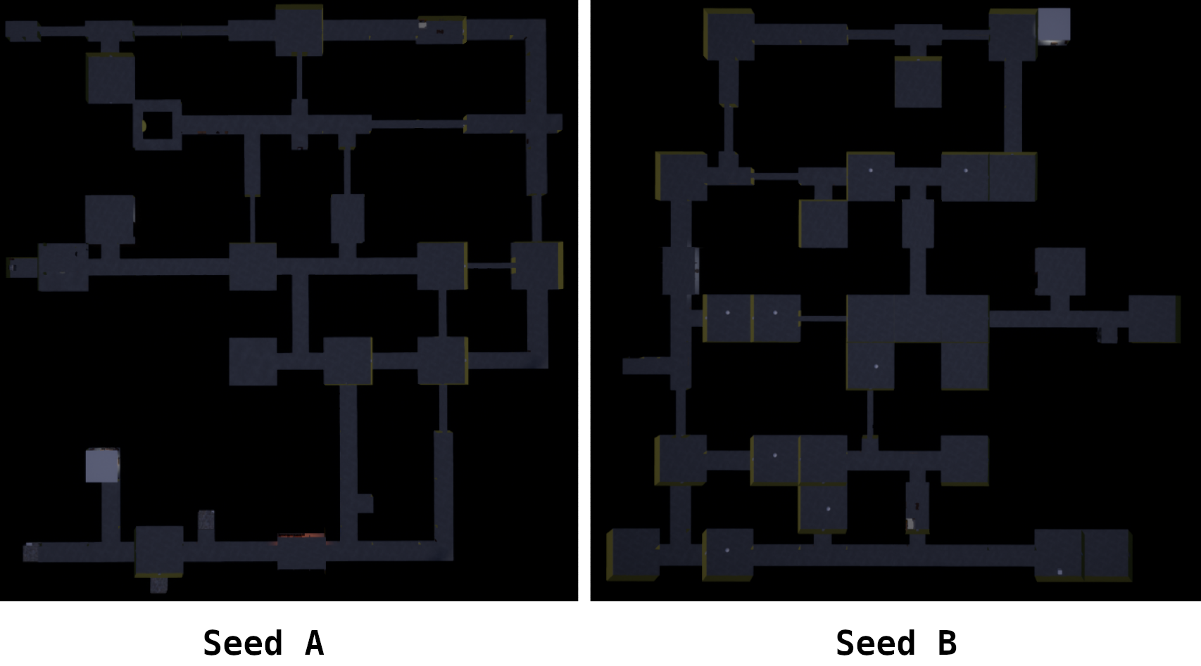 Two maze layouts generated from different seeds